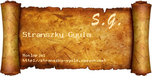 Stranszky Gyula névjegykártya